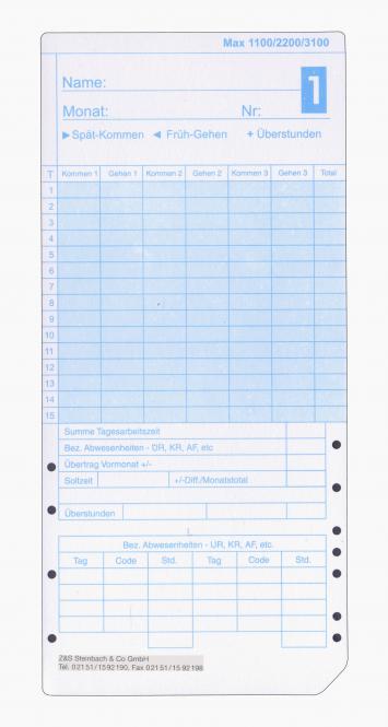 Stempelkarte MAX ER-1100 / ER-3100