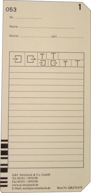 Stempelkarte Bürk K675 K875 K975