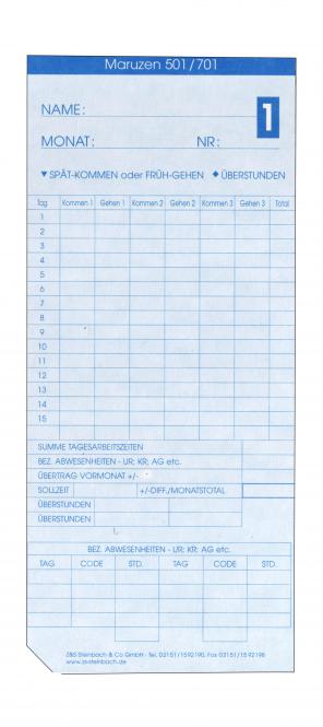 Stempelkarte ATR 501 / 701